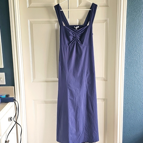 NWT Stitchdrop Bae Shore Sleeveless Midi Dress Flared Smocked Back BLUE Large - Picture 4 of 12